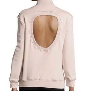 Varley Open Back Mock Neck Sweatshirt cotton blend athleisure Pink Top Sz XS